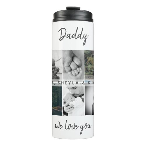Father with Kids and Family Dad Photo Collage Thermal Tumbler