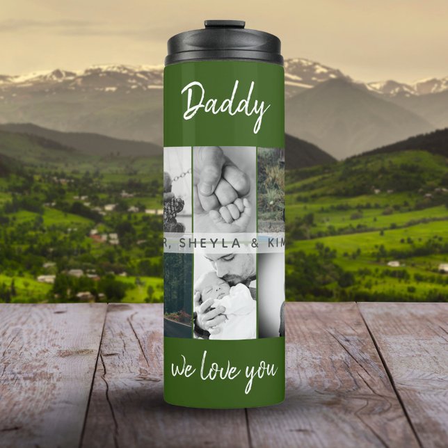 Father with Kids and Family Dad Photo Collage Thermal Tumbler (Creator Uploaded)