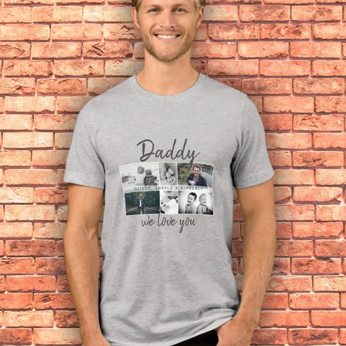 Father with Kids and Family Dad Photo Collage Tri_Blend Shirt