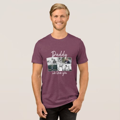 Father with Kids and Family Dad Photo Collage Tri_Blend Shirt