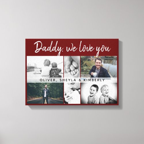 Father with Kids and Family Daddy Red 6 Photo Canvas Print