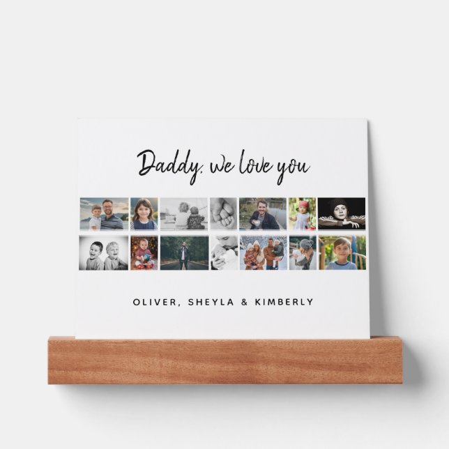 Father with Kids Family 14 Photo Collage Keepsake Picture Ledge (Front)