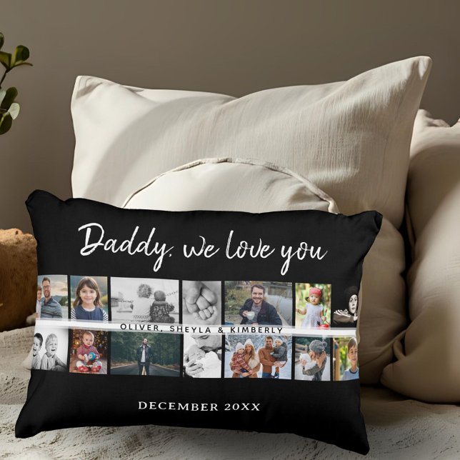 Father with Kids Family Dad 14 Photo Collage  Accent Pillow (Creator Uploaded)