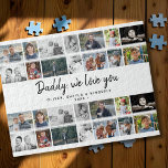Father with Kids Family Dad 14 Photo Collage  Jigsaw Puzzle<br><div class="desc">Father with Kids and Family Dad Photo 14 Collage puzzle. Collage of 14 photos, father`s name with a sweet message in a trendy script and names of children. Add your 14 favorite family photos. Sweet keepsake and a gift for a birthday, Father`s Day or Christmas for a dad, new dad...</div>
