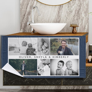 Father with Kids Family Dad 6 Photo Collage Bath Towel