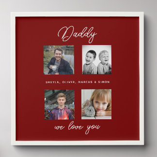 Father with Kids Family Daddy 4 Collage Peel And Stick Photo Tile