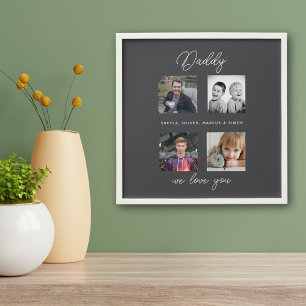 Father with Kids Family Daddy 4 Collage Peel And Stick Photo Tile