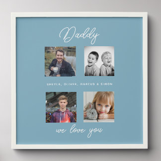 Father with Kids Family Daddy 4 Collage Peel And Stick Photo Tile
