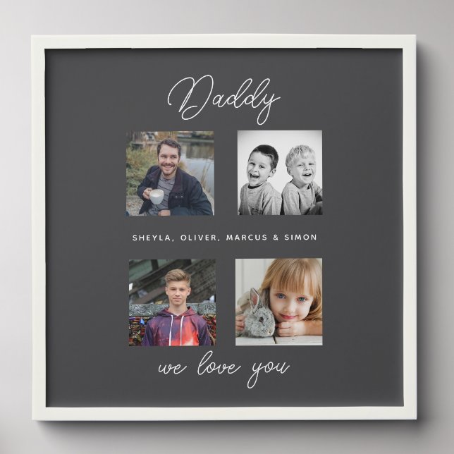 Father with Kids Family Daddy 4 Collage Peel And Stick Photo Tile (Front Set)