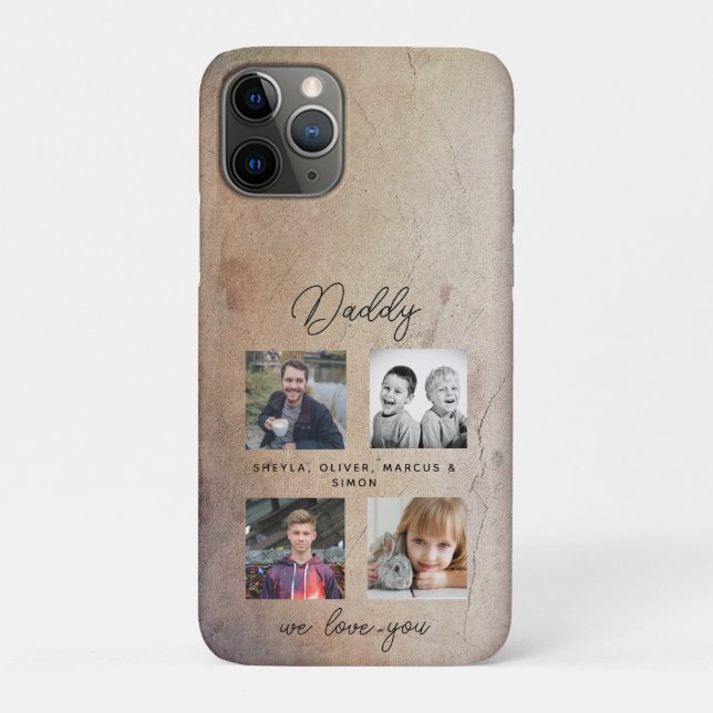 Father with Kids Family Daddy 4 Photo Collage Case-Mate iPhone Case (Back)