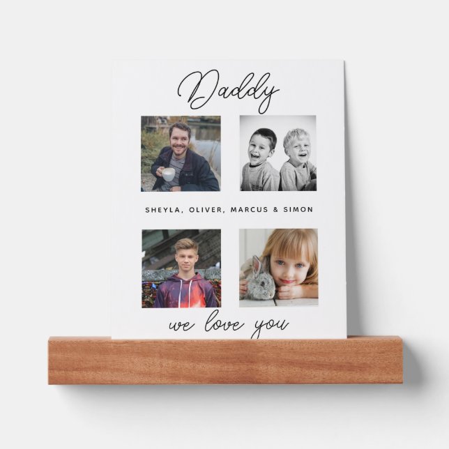 Father with Kids Family Daddy Photo Collage Block Picture Ledge (Front)