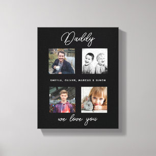 Father with Kids Family Daddy Photo Collage  Canvas Print