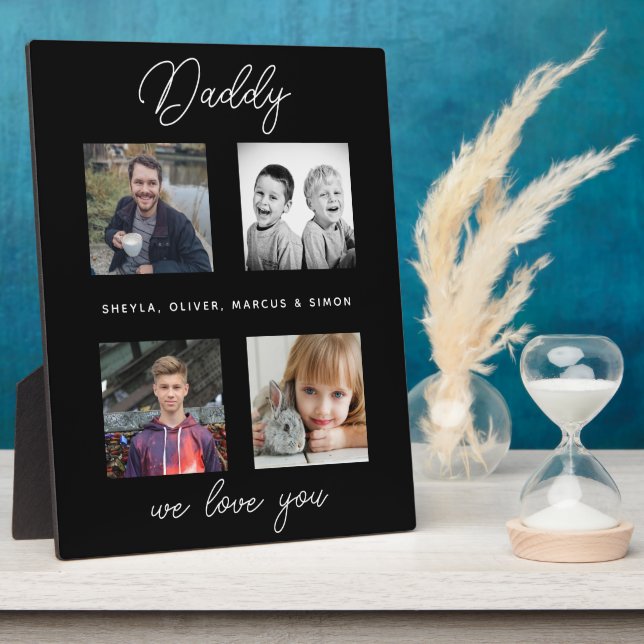 Father with Kids Family Daddy Photo Collage  Plaque (Side)