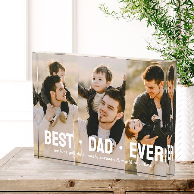 Father with Kids Family Father's Day Best Dad Ever Photo Block (Creator Uploaded)