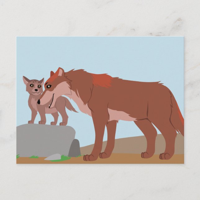 Father Wolf and Pup Postcard (Front)