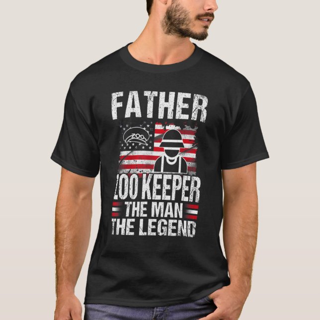 Father Zoo Keeper The Man The Legend Retro Usa Fla T-Shirt (Front)