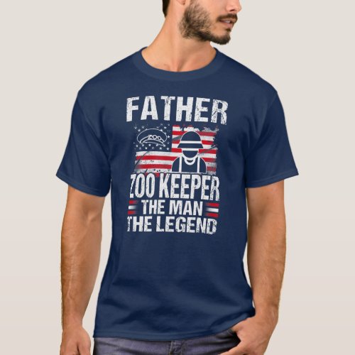 Father Zoo Keeper The Man The Legend Retro USA T_Shirt