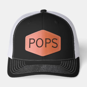 Fatherhood POPS Leather Patch Hat Dad Gift 