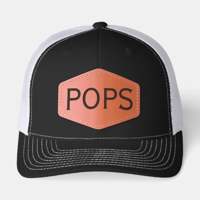 Fatherhood POPS Leather Patch Hat Dad Gift  (Front)