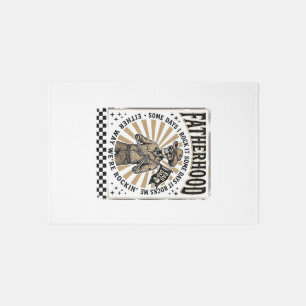 Fatherhood Vintage Skeleton Cowboy Dad Shirt Desig Rug