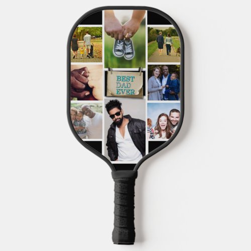 Fathers best dad ever 8 photo collage custom pickleball paddle