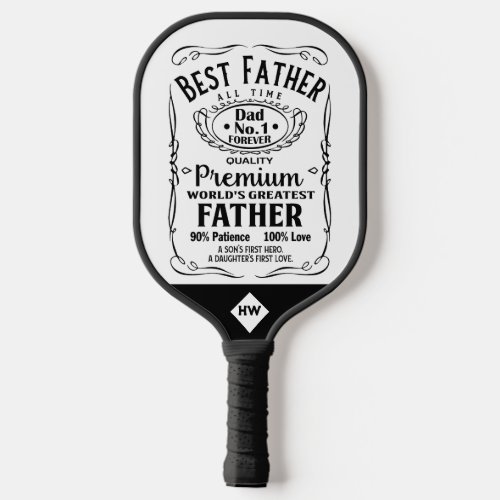 Fathers best father 2 photo whisky label pickleball paddle