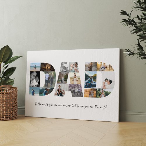 Fathers Day 18 Photos Collage Gift for Dad Canvas Print
