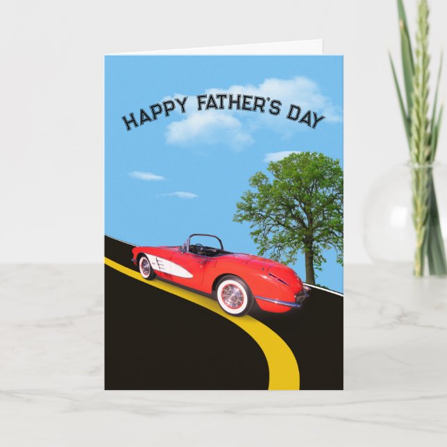 Father's Day 1960 Red and White Corvette  Card (Front)