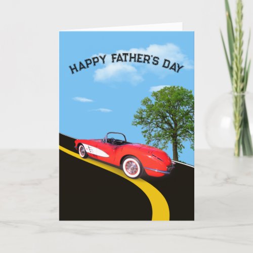 Fathers Day 1960 Red and White Corvette  Card