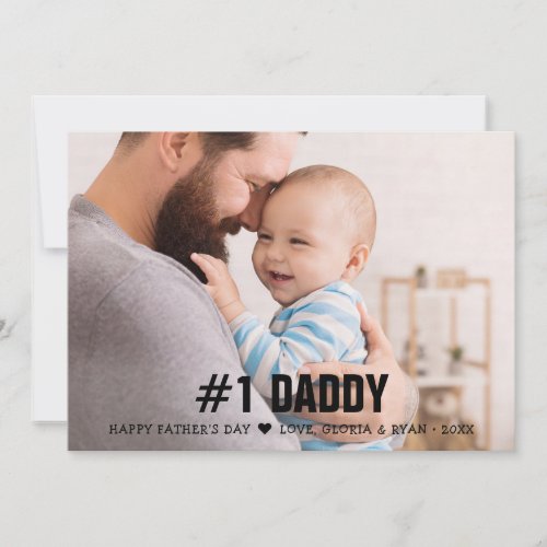 Fathers Day 1 Daddy Photo Flat Holiday Card