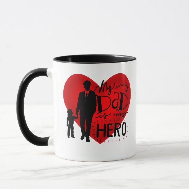 father's day 2026 my dad is my hero mug (Left)