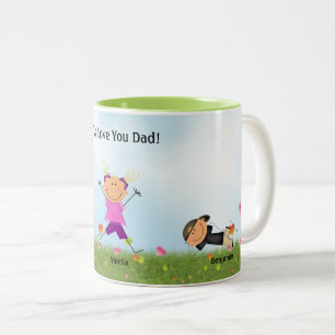 Father's Day 2 Boys 1 Girl Stick Kids Mug