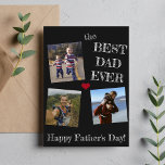 Father's Day 3 photo collage best dad ever Card<br><div class="desc">Bold typography kids family photo collage black and white greeting card template personalized with your 3 photos and your text. Easy to personalize it with your pictures and text on both sides!</div>