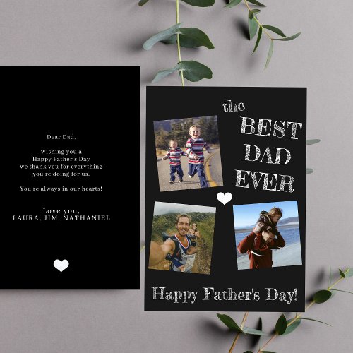 Fathers Day 3 photo collage best dad ever Card