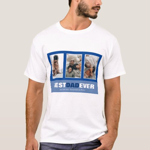 Fathers Day 3 Photo Collage Custom T_Shirt
