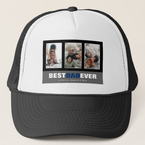Fathers Day 3 Photo Collage Custom Trucker Hat