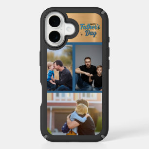 Father's Day! 3 Photo Collage Gold Blue Trends iPhone 16 Case