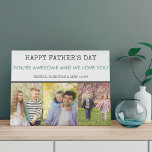 Fathers Day 3 Photo Collage Grey Blue Faux Canvas Print<br><div class="desc">Father's Day Photo Canvas which you can personalize with 3 of your favorite photos, your custom message, name(s) and the year. You can also edit Happy Father's Day to a different occasion if you wish. The design has typewriter text and modern typography with a contemporary color palette of dark grey...</div>