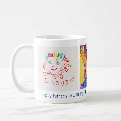 Fathers Day 3 Photo Custom Kids Art Coffee Mug
