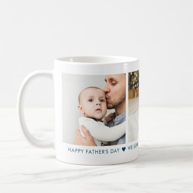 Father's Day 3 Photo Personalized Coffee Mug (Left)