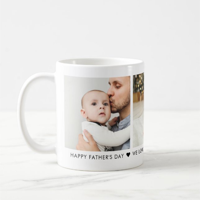 Father's Day 3 Photo Personalized Coffee Mug (Left)