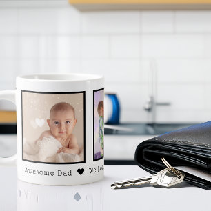 Father's Day 3 Photo Personalized Giant Coffee Mug