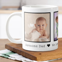 Father's Day 3 Photo Personalized Giant Coffee Mug