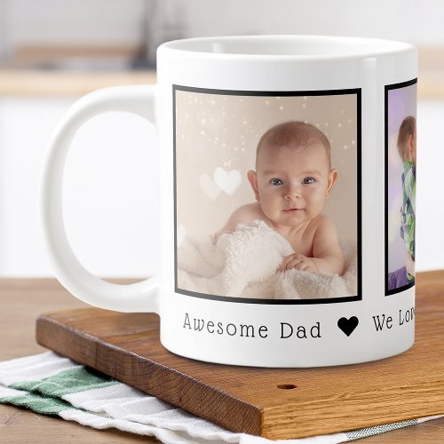 Fathers Day 3 Photo Personalized Giant Coffee Mug