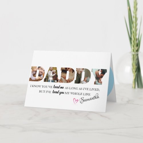 Fathers Day 3 Photo Personalized Modern Daddy Card