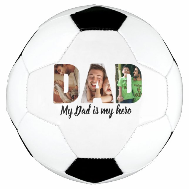 Father's Day 3 Photo Personalized Modern Soccer Ball (Front)