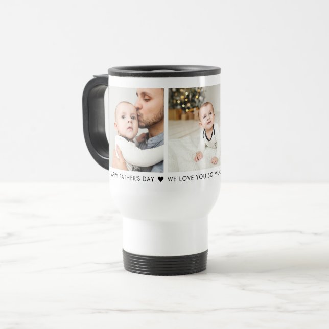 Father's Day 3 Photo Personalized Travel Mug (Front Left)