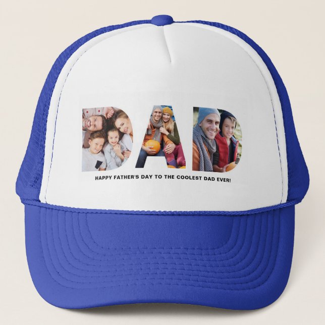 Father's Day 3 Photo Personalized  Trucker Hat (Front)
