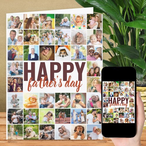 Fathers Day 40 Photo Collage Big Personalized Card