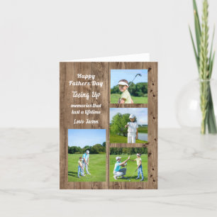 Fathers Day 4 Photo Collage Gift Teeing Up Holiday Card